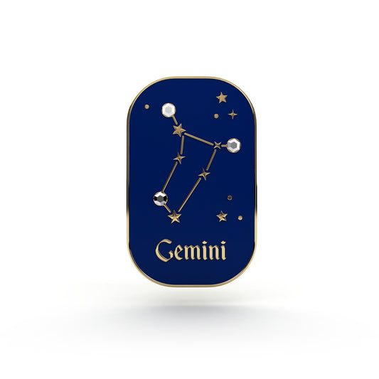 Sternzeichen Zwillinge – Zirkon-Anstecker mit 14 Karat Gold veredelt