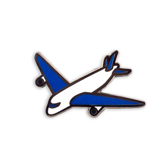 Weiß-blaues Flugzeug - Anstecker für den Reisenden