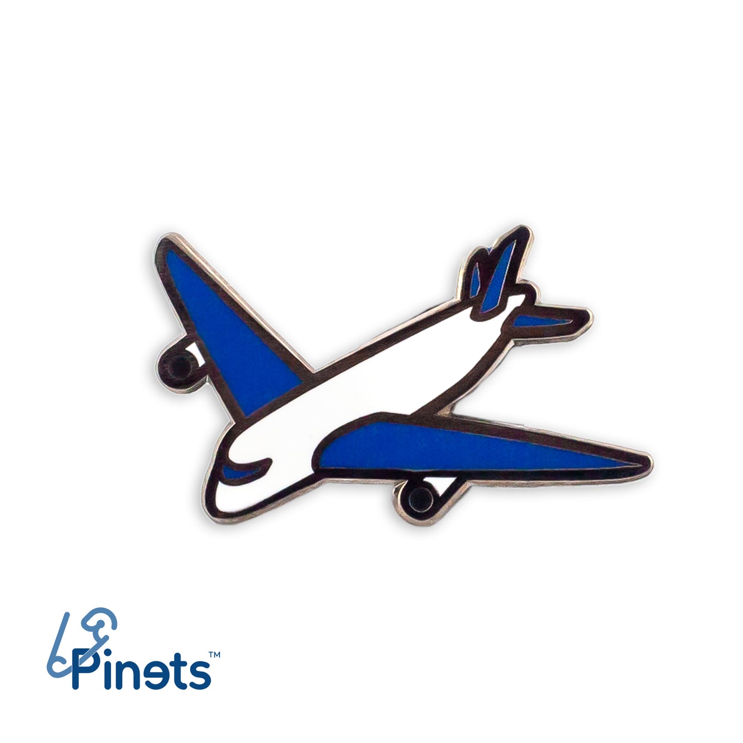 Weiß-blaues Flugzeug - Anstecker für den Reisenden