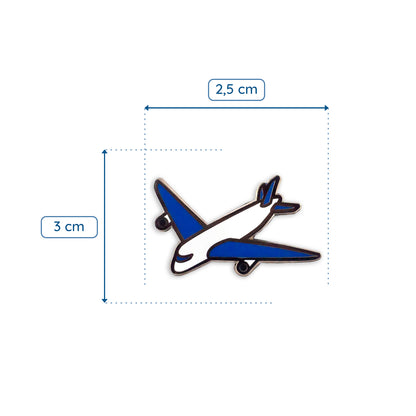 Weiß-blaues Flugzeug - Anstecker für den Reisenden