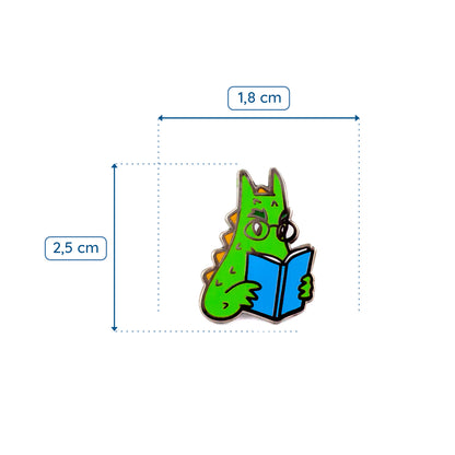 Der Wawel-Drache liest ein Buch - ein Anstecker für einen Buchliebhaber