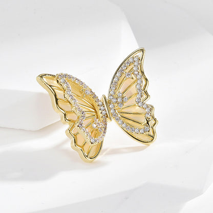 Schmetterling mit Zirkonia - 14K vergoldeter Stift