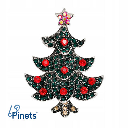 Weihnachtsbaum mit Zirkonia - Weihnachtsbrosche