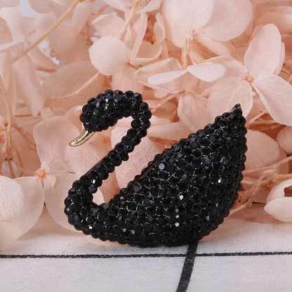 Schwarze Schwanenbrosche mit Zirkonia