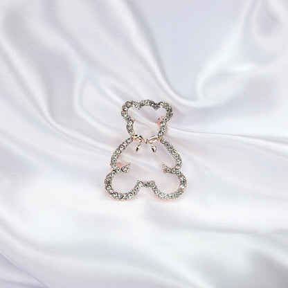 Teddybär mit Schleife - Silberbrosche mit Roségold