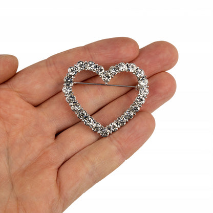Silbernes Herz mit Zirkonia - Valentinstagsbrosche