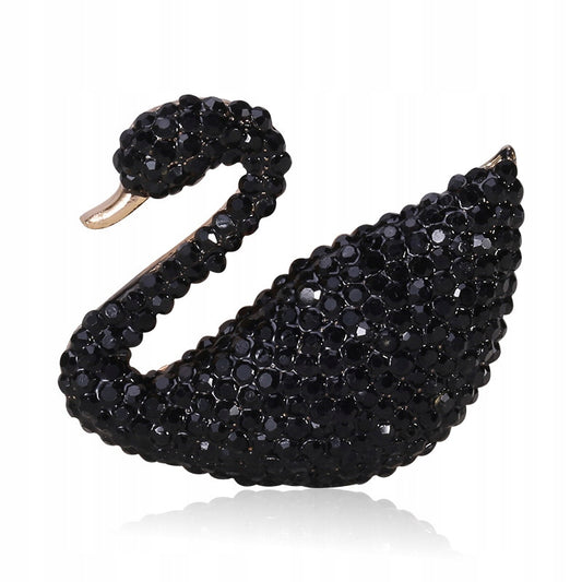 Schwarze Schwanenbrosche mit Zirkonia