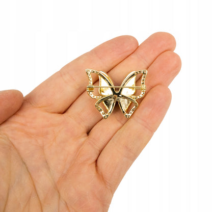 Blauer Schmetterling – 14 Karat vergoldete Brosche