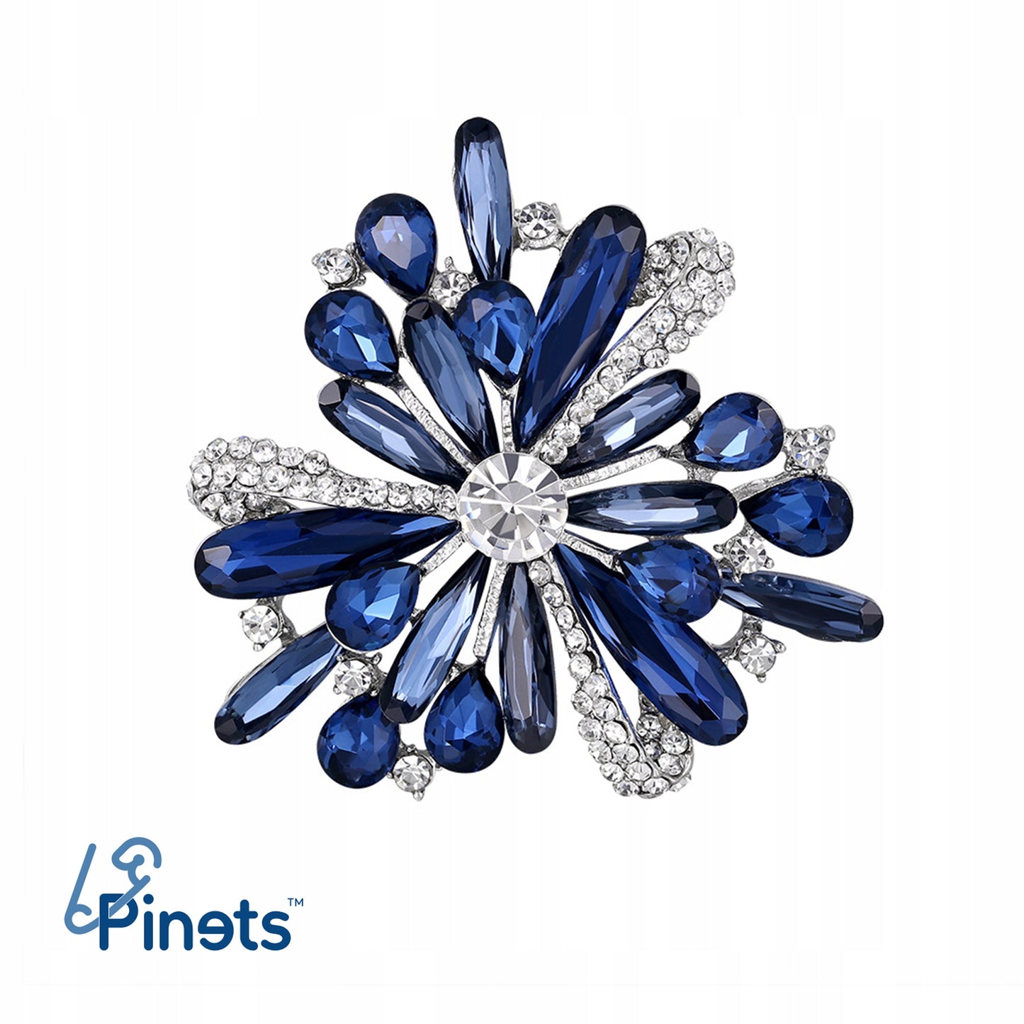 Blaue Blume - Brosche mit Zirkonia