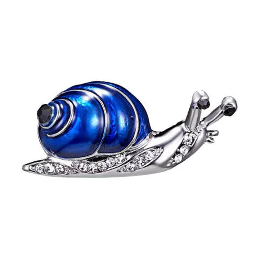 Silberne Schnecke mit blauem Gehäuse - Brosche
