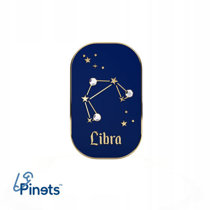 Sternzeichen Waage – Zirkon-Anstecker mit 14 Karat Gold veredelt