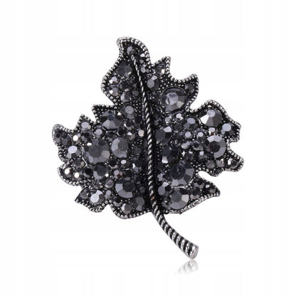 Silberne Blattbrosche mit Zirkonia