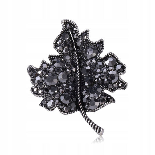 Silberne Blattbrosche mit Zirkonia