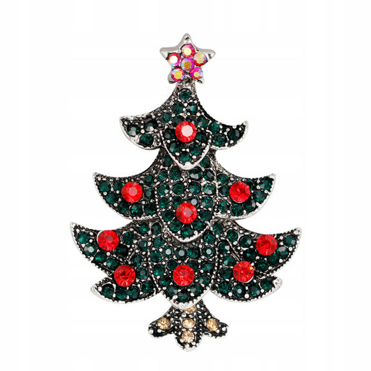 Weihnachtsbaum mit Zirkonia - Weihnachtsbrosche