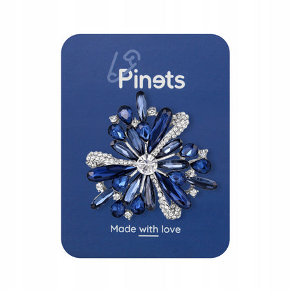 Blaue Blume - Brosche mit Zirkonia