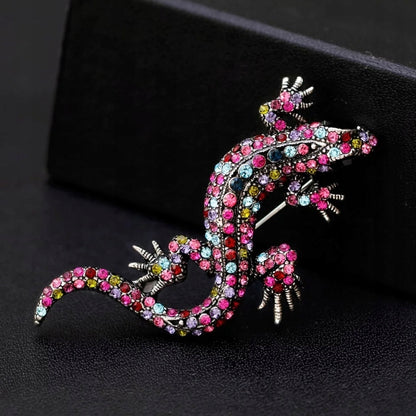 Gecko-Eidechse mit Zirkonia-Brosche