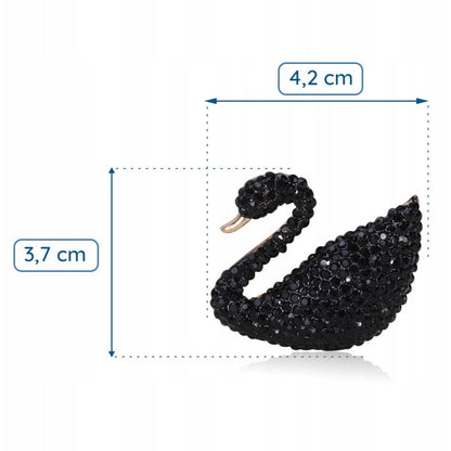 Schwarze Schwanenbrosche mit Zirkonia