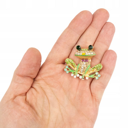 Grüner Frosch - Brosche mit Zirkonias