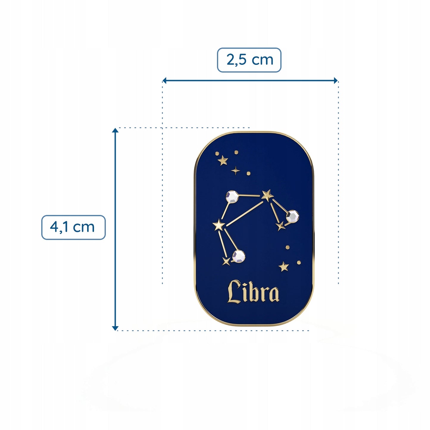 Sternzeichen Waage – Zirkon-Anstecker mit 14 Karat Gold veredelt