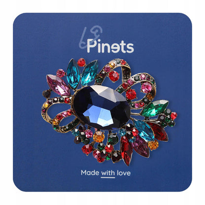 Bunte Brosche mit Zirkonen