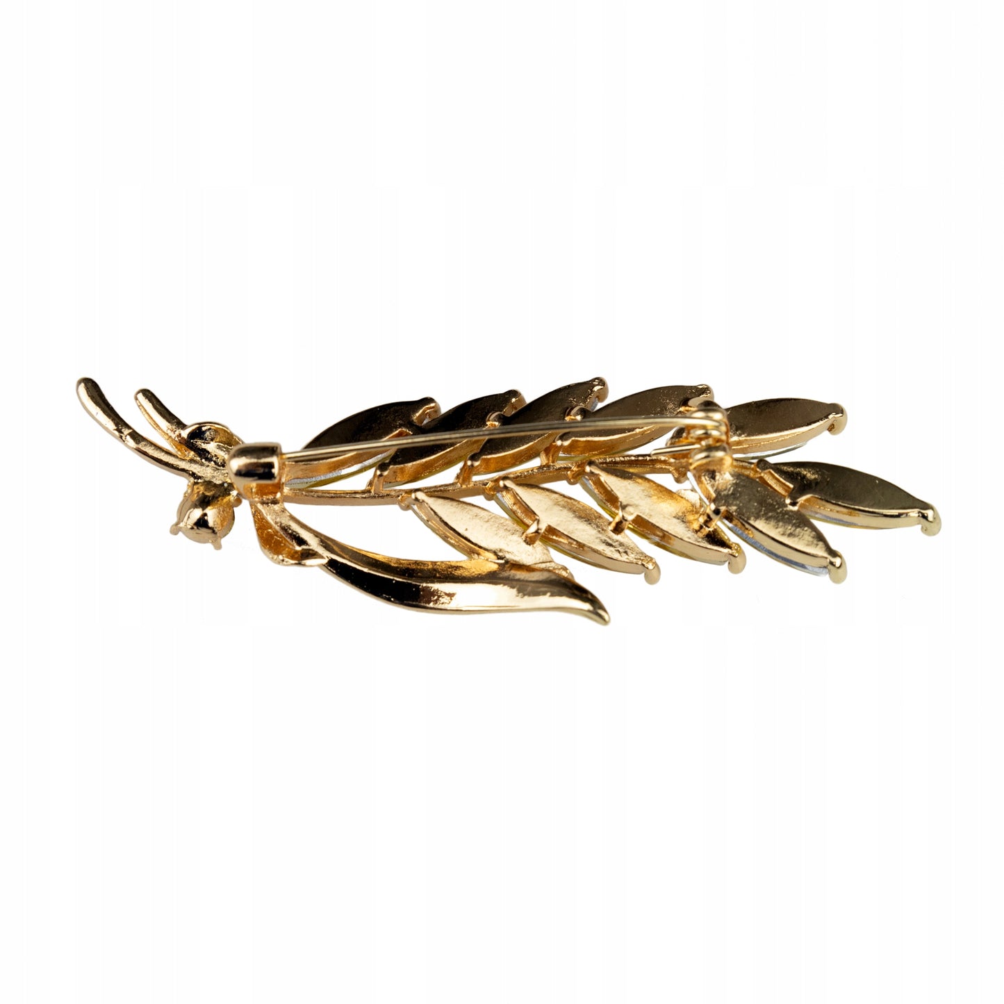 Goldene Weizenähre mit Zirkonia - Brosche