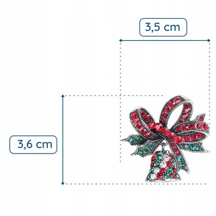 Glocke mit Zirkonia Weihnachtsbrosche