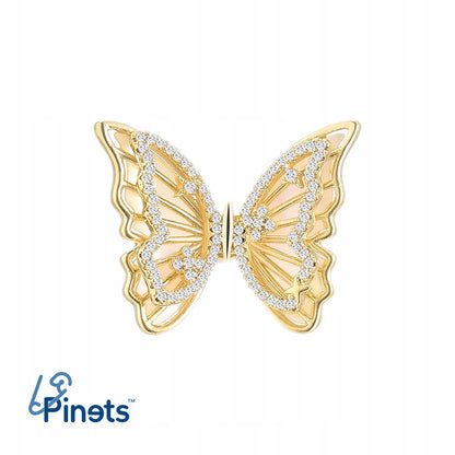 Schmetterling mit Zirkonia - 14K vergoldeter Stift