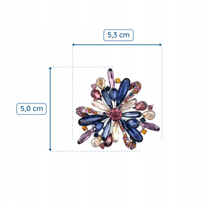 Bunte Blumen - Brosche mit Zirkonia