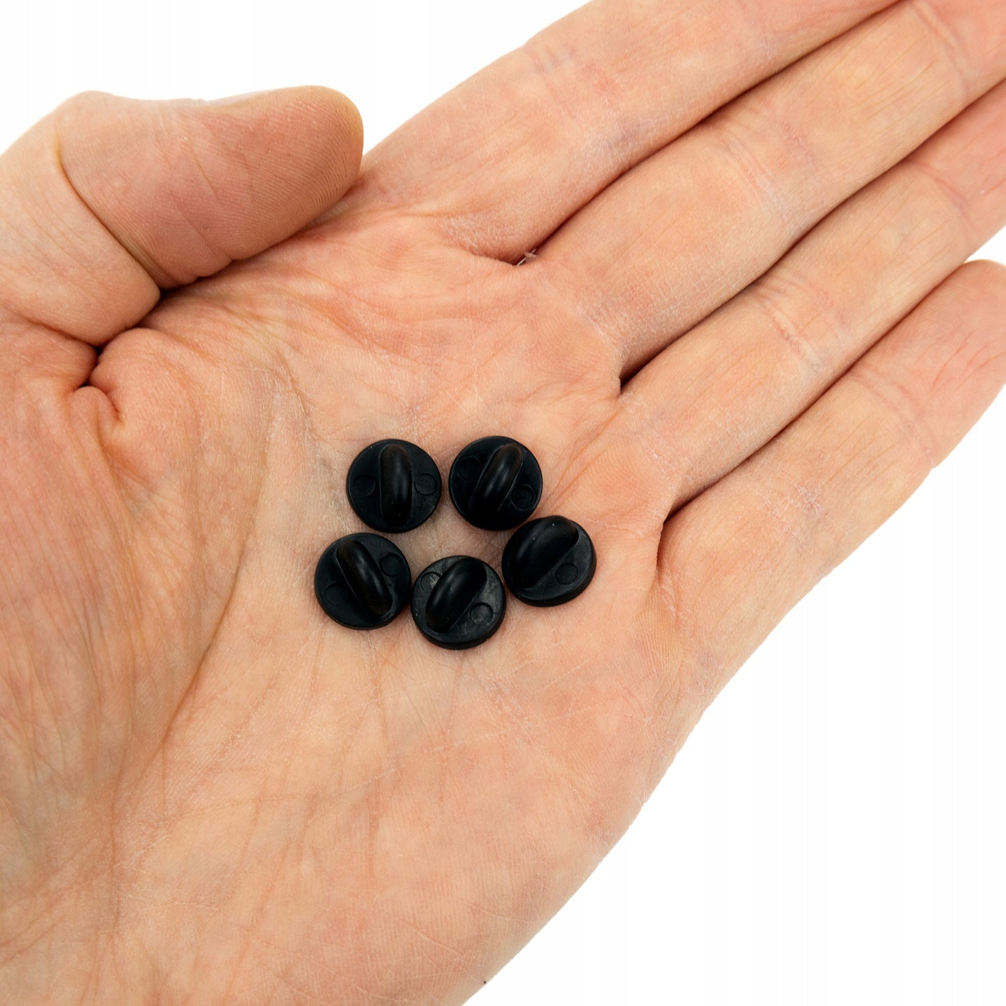 Schwarzer Gummi-Plakettenverschluss – 5er-Set