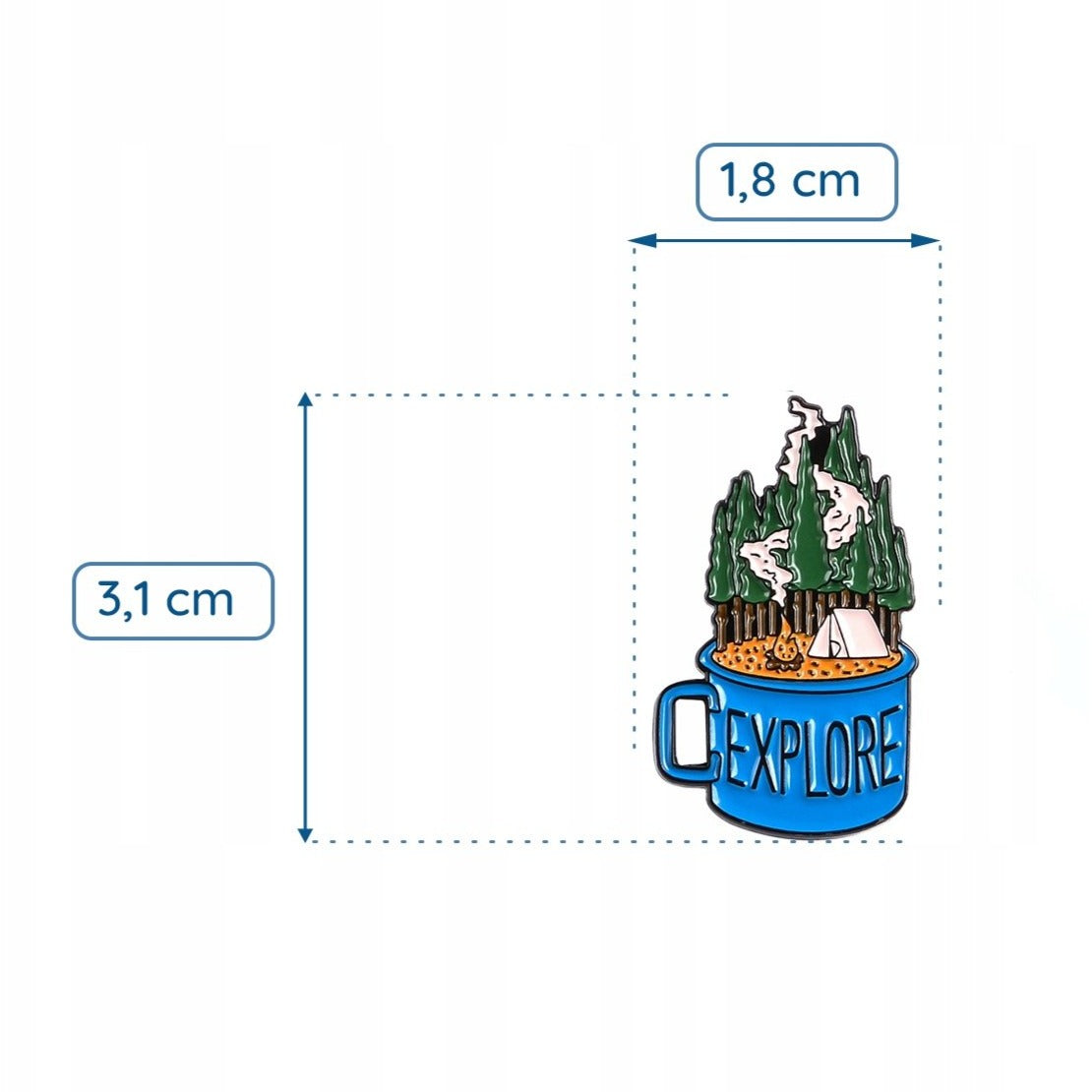 Entdeckertasse mit Anstecknadel mit Waldblick