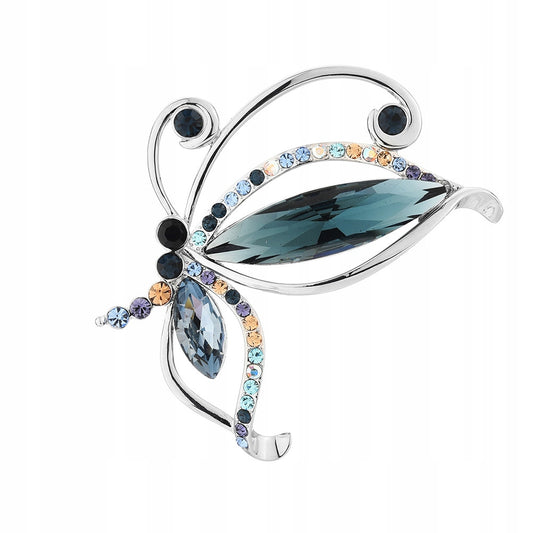 Silberner Schmetterling mit Zirkonias, 14 Karat Weißgold plattierte Brosche