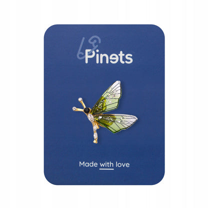 Kleiner Schmetterling mit grünen Harzflügeln - Brosche