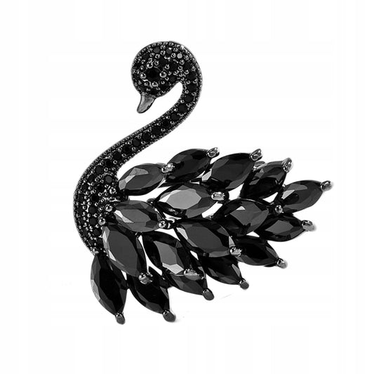 Schwarzer Schwan - Kupferbrosche mit Zirkonia
