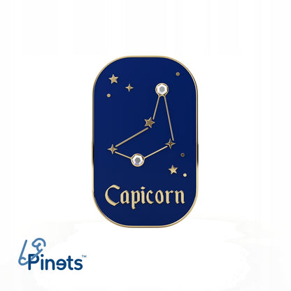 Sternzeichen Steinbock – Zirkon-Anstecker mit 14 Karat Gold veredelt
