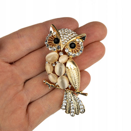Eule mit Zirkonia - Goldbrosche als Geschenk