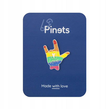 Regenbogen Hand Liebe Button