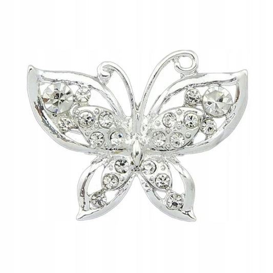 Silberne Schmetterlingsbrosche mit Zirkonia