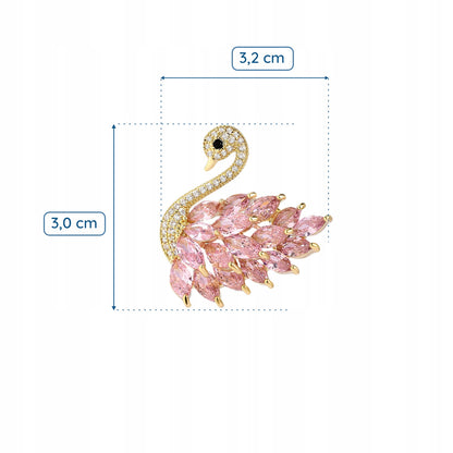 Rosa Schwan - 14 Karat vergoldete Brosche