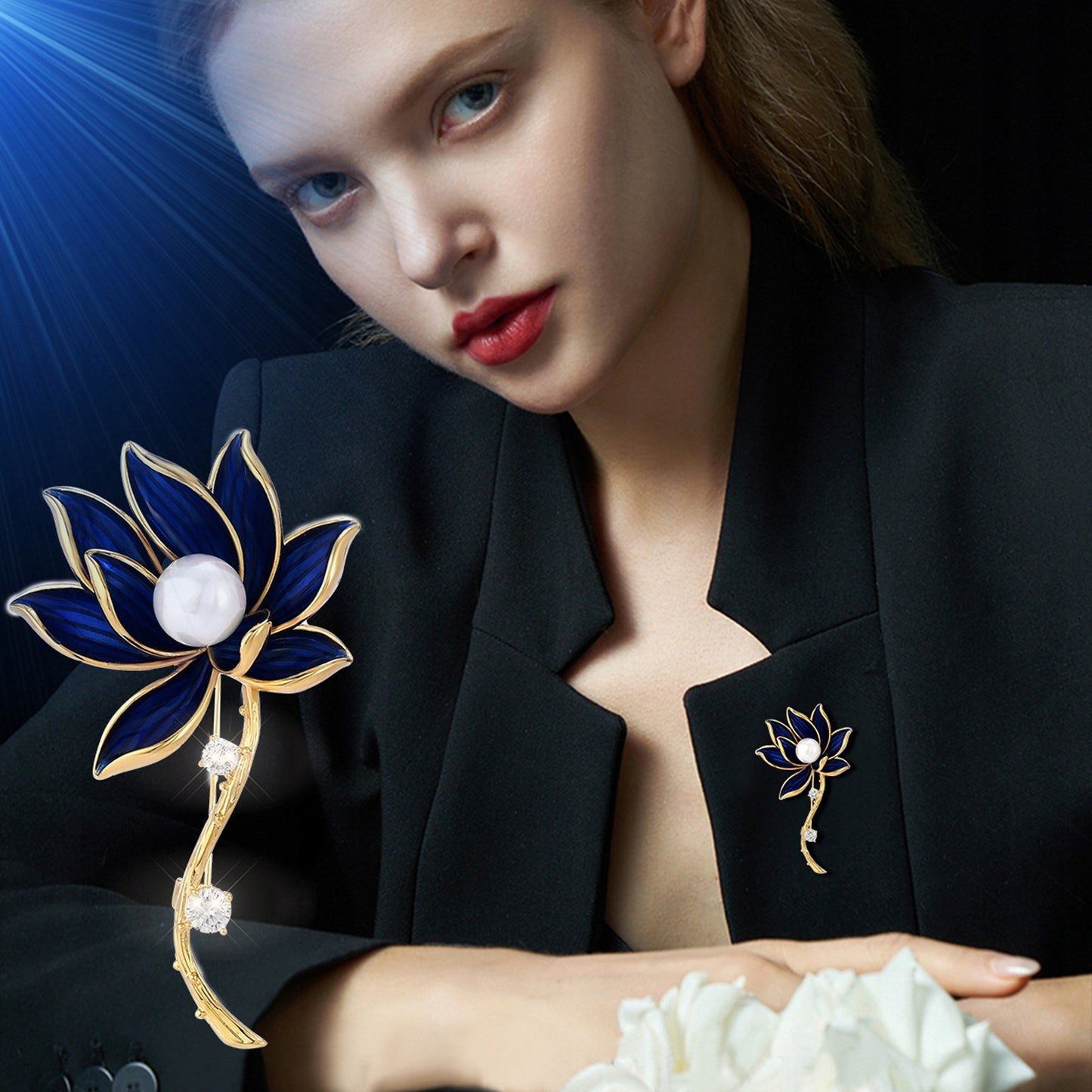 Lotusblume – 14 Karat vergoldete Brosche