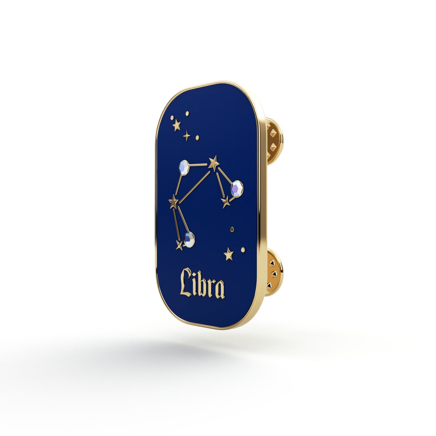 Sternzeichen Waage – Zirkon-Anstecker mit 14 Karat Gold veredelt