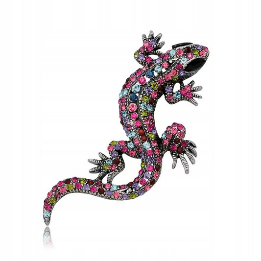Gecko-Eidechse mit Zirkonia-Brosche