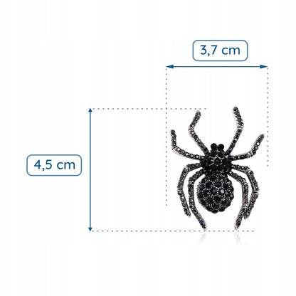 Schwarze Spinnenbrosche mit Zirkonia