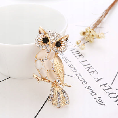 Eule mit Zirkonia - Goldbrosche als Geschenk