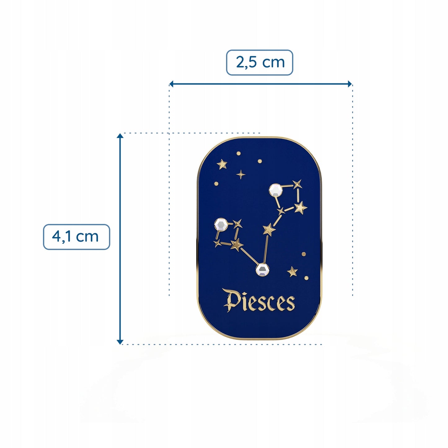 Sternzeichen Fische – Zirkon-Anstecker mit 14 Karat Gold veredelt