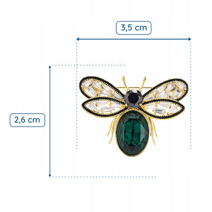 Goldene Fliege mit grünem Hinterleib - 14K vergoldete Brosche