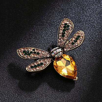 Gelbe Insektenbrosche mit Zirkonia