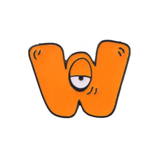 Buchstabe W mit Auge - orangefarbene Anstecknadel