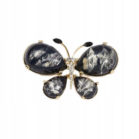 Schwarzer Schmetterling - Acrylbrosche mit Zirkonen verziert