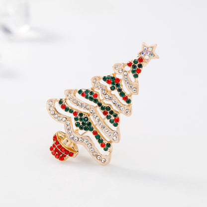 Weihnachtsbaum mit weißer Kette - bunte Weihnachtsbrosche