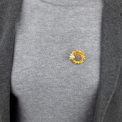 Sonnenblume mit Biene - Brosche mit Anhängerfunktion